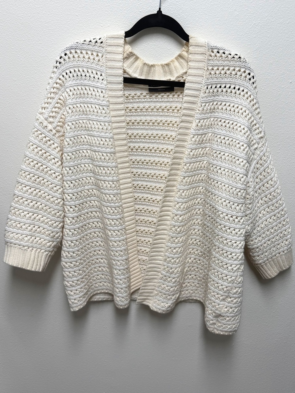 Lane Bryant Quarter Sleeve Open-Knit Cardigan
